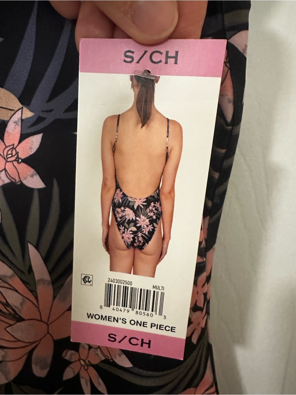 Billabong Black One-Piece Swimsuit with Pink Floral Print - Picture 7 of 7